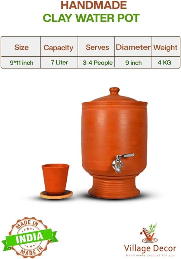 Village Decor Handmade Earthen Clay water pot - Image 6