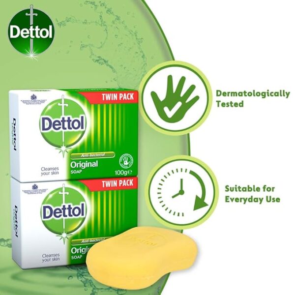 Dettol Anti Bacterial Original Soap 100g Twin Pack - Image 3