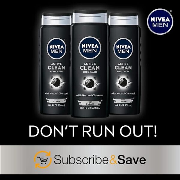Nivea Men DEEP Active Clean Charcoal Body Wash, Exfoliating Body Wash - Image 6