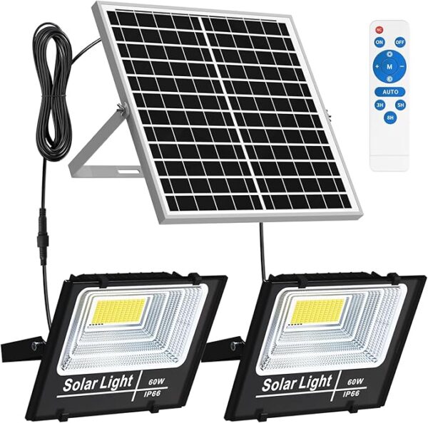 Solar Flood Light Outdoor, 1500LM Bright White Floodlights Waterproof Solar Power