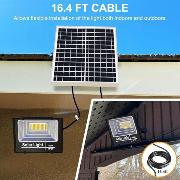Solar Flood Light Outdoor, 1500LM Bright White Floodlights Waterproof Solar Power - Image 4