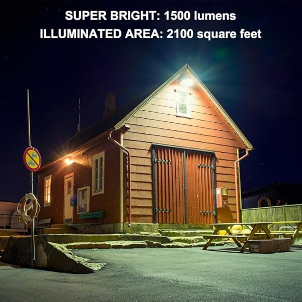 Solar Flood Light Outdoor, 1500LM Bright White Floodlights Waterproof Solar Power - Image 2