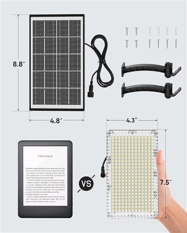JACKYLED 1000 Lumens 299 LED Solar Lights Outdoor Bright Solar Dusk to Dawn Light - Image 3