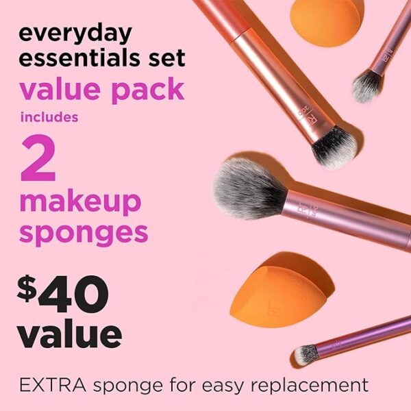Real Techniques 6 Piece Everyday Essentials Makeup Brush Set, - Image 2
