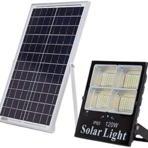 GeRRiT 120W 396leds Solar Flood Light 25W Solar Panel Stepless Dimming Light