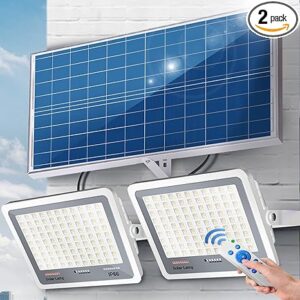 Solar Led Flood Lights Set, 20000mAh,300W, 3000K-7000K Dimmable Outdoor Lights Set
