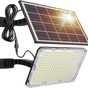 JACKYLED 1000 Lumens 299 LED Solar Lights Outdoor Bright Solar Dusk to Dawn Light
